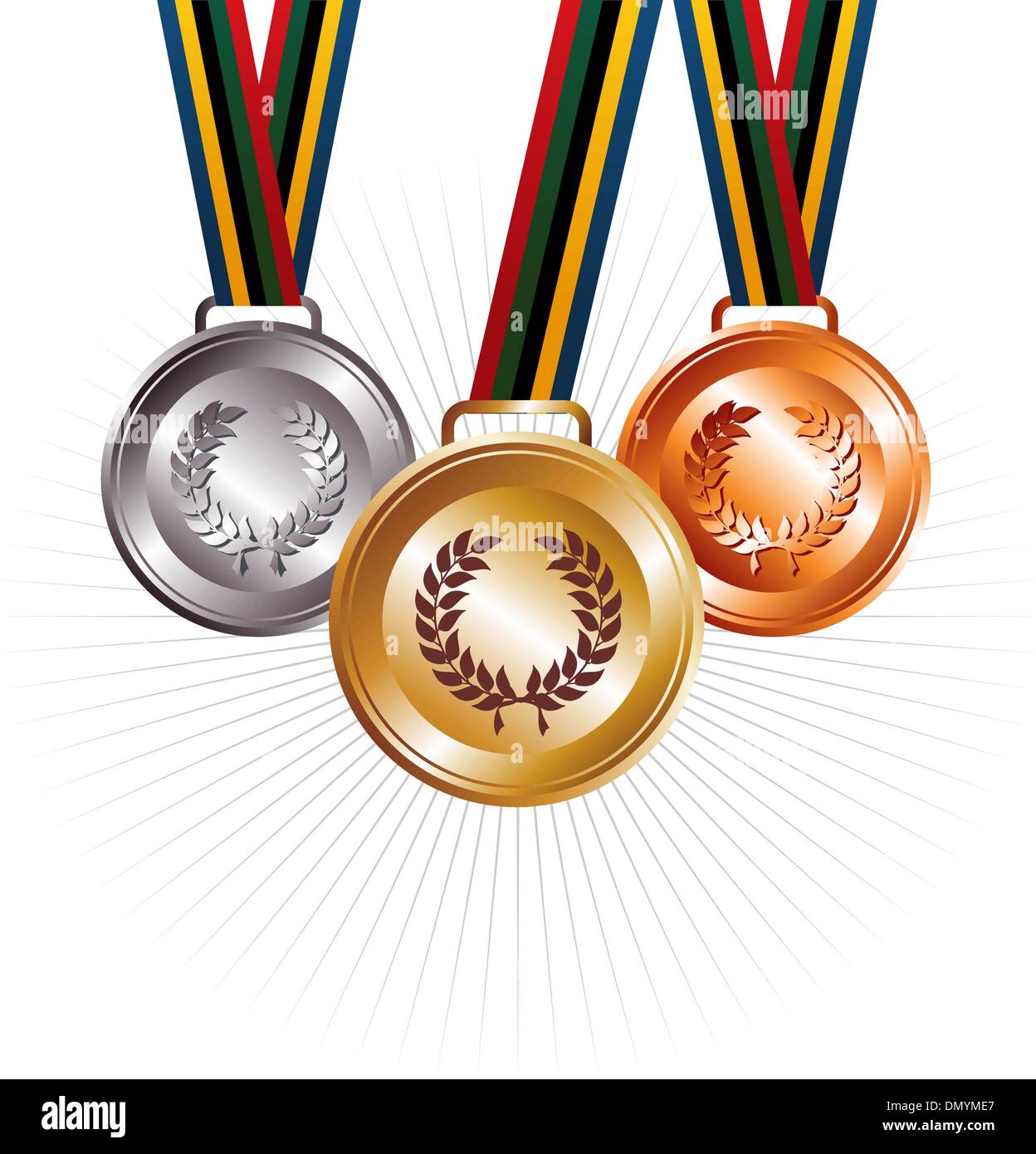 L'oro, l'argento e la medaglia di bronzo con nastri sfondo Illustrazione Vettoriale