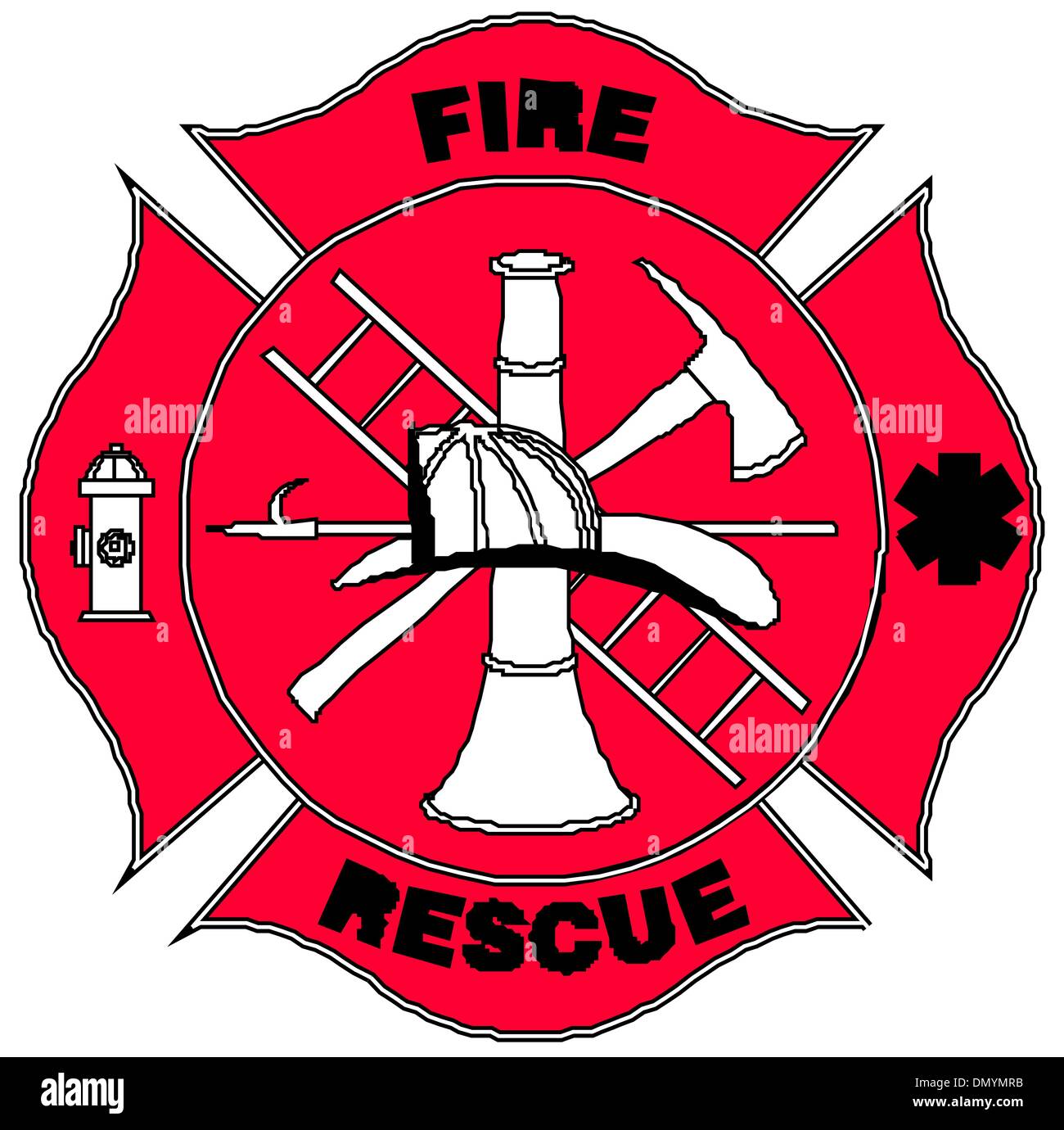 Rosso per gli allarmi antincendio segno con strumento Illustrazione Vettoriale