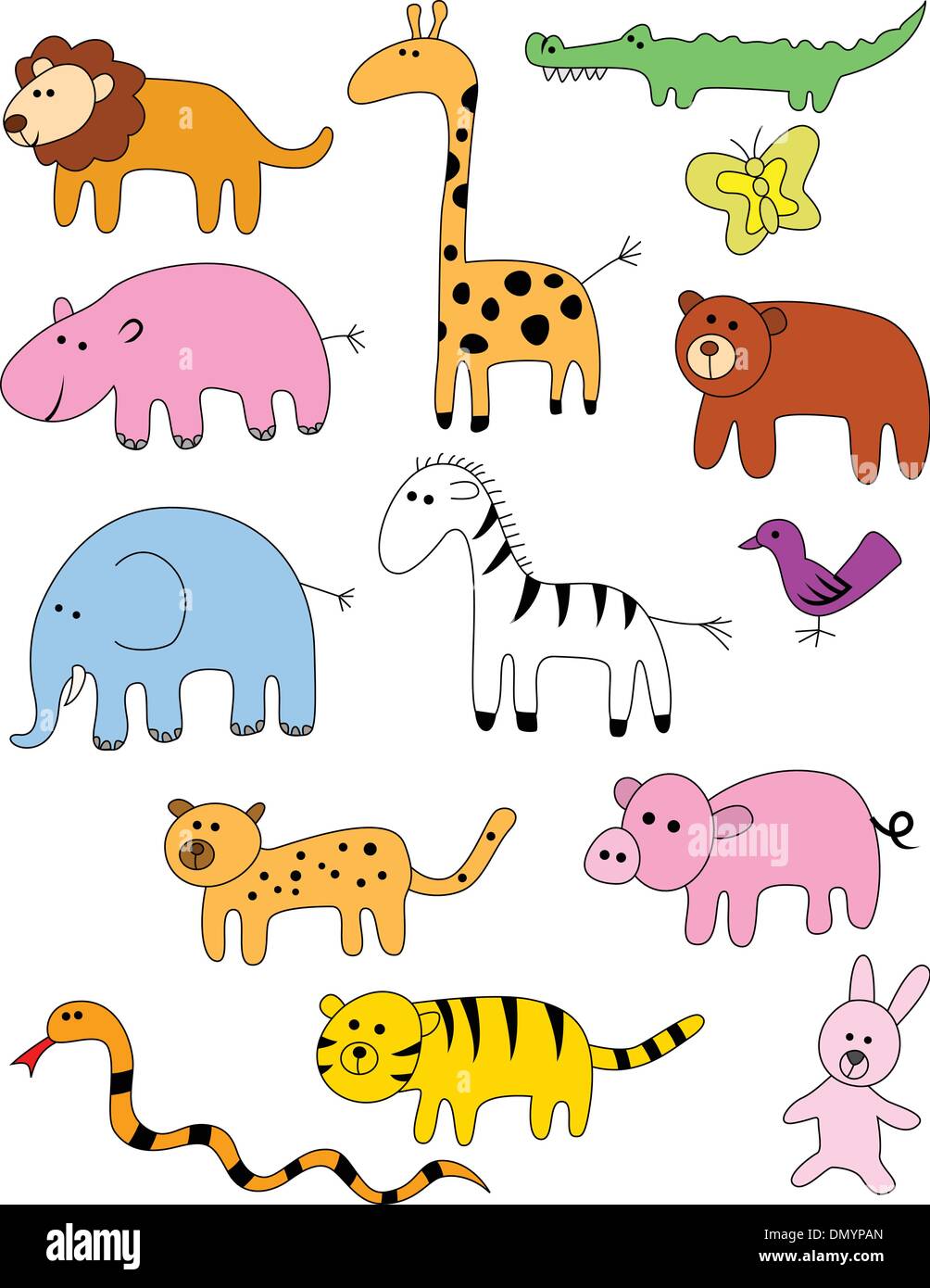 Animale doodle collection Illustrazione Vettoriale