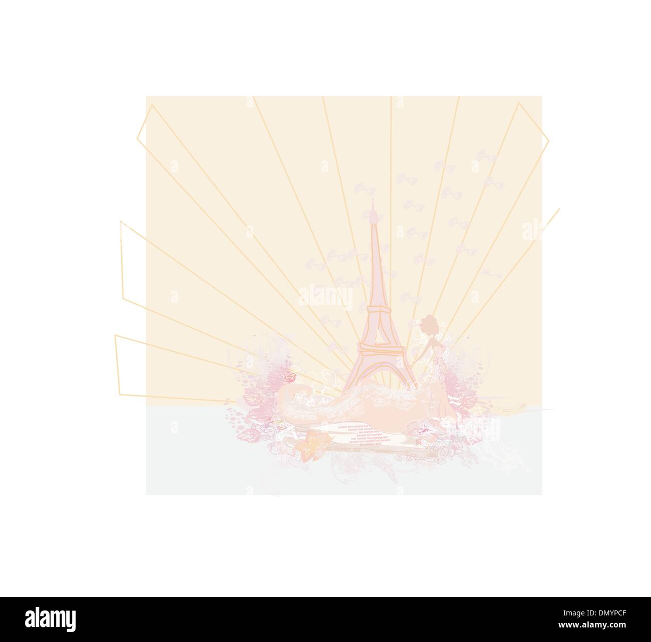 Bella sposa a Parigi card Illustrazione Vettoriale