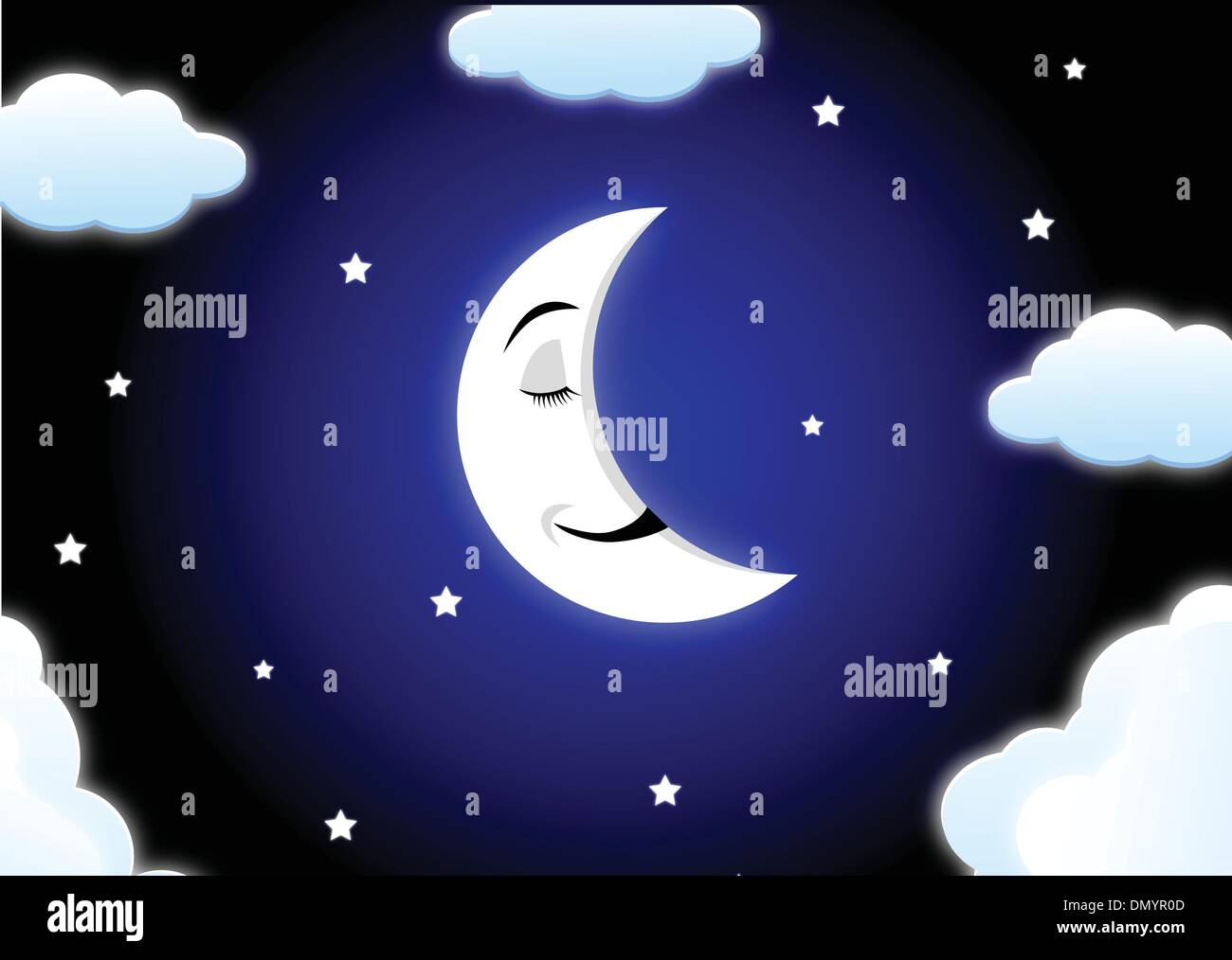Luna cartoon sleeping Illustrazione Vettoriale