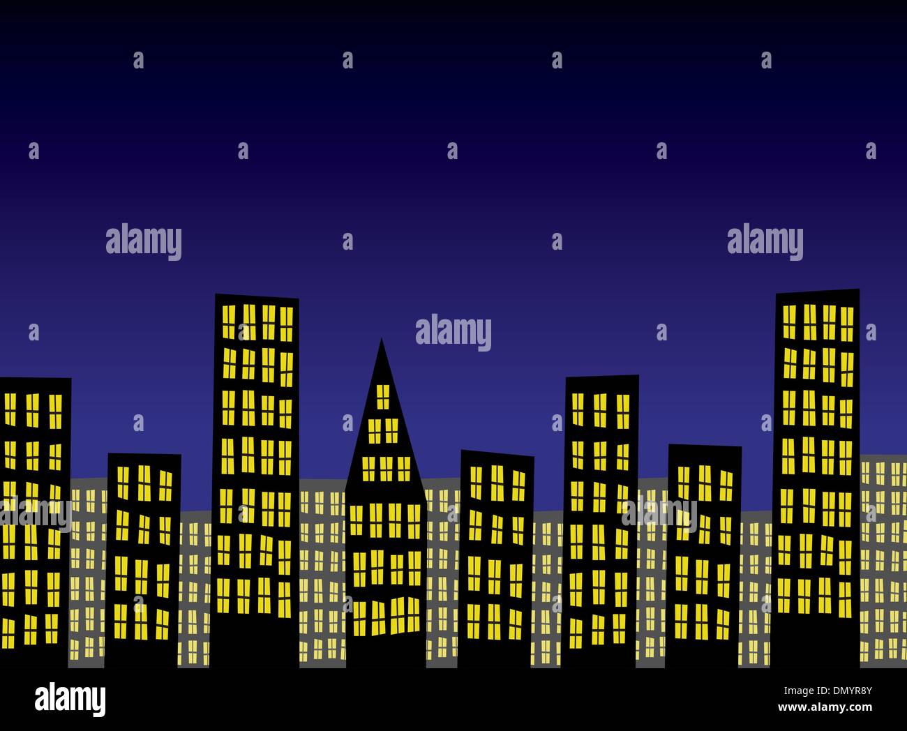 Vettore città astratta di notte Illustrazione Vettoriale