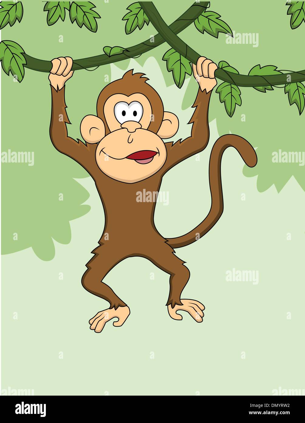 Monkey cartoon appeso Illustrazione Vettoriale
