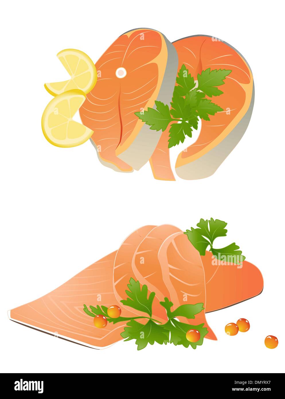 Salmone fresco bistecca Illustrazione Vettoriale