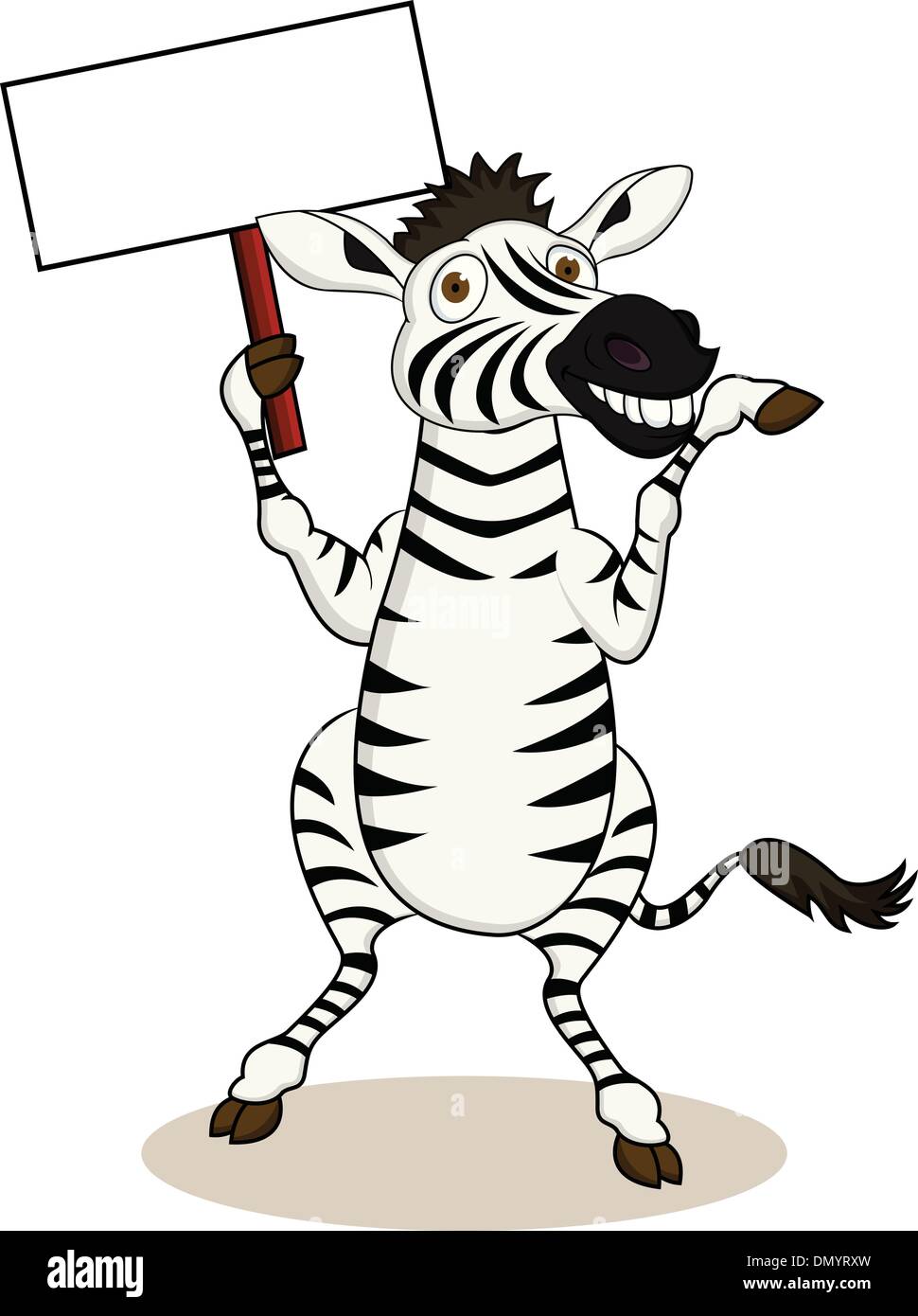 Zebra cartoon con segno vuoto Illustrazione Vettoriale