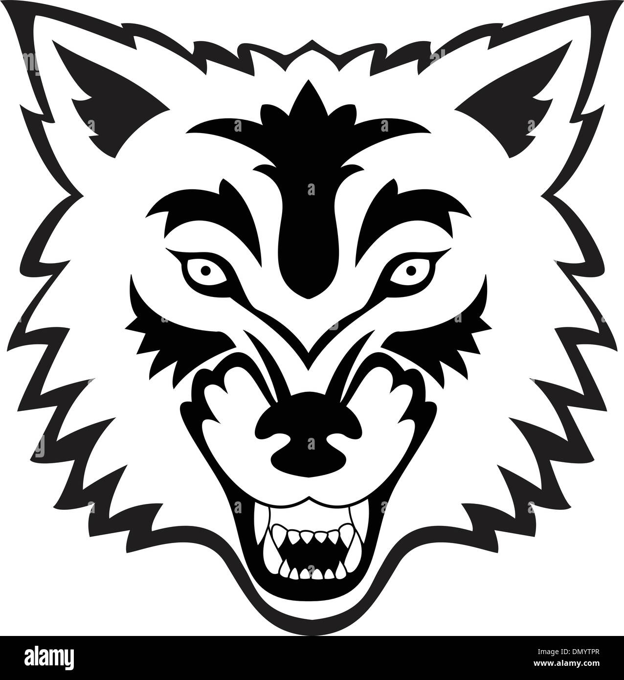 Faccia Wolf tattoo Illustrazione Vettoriale