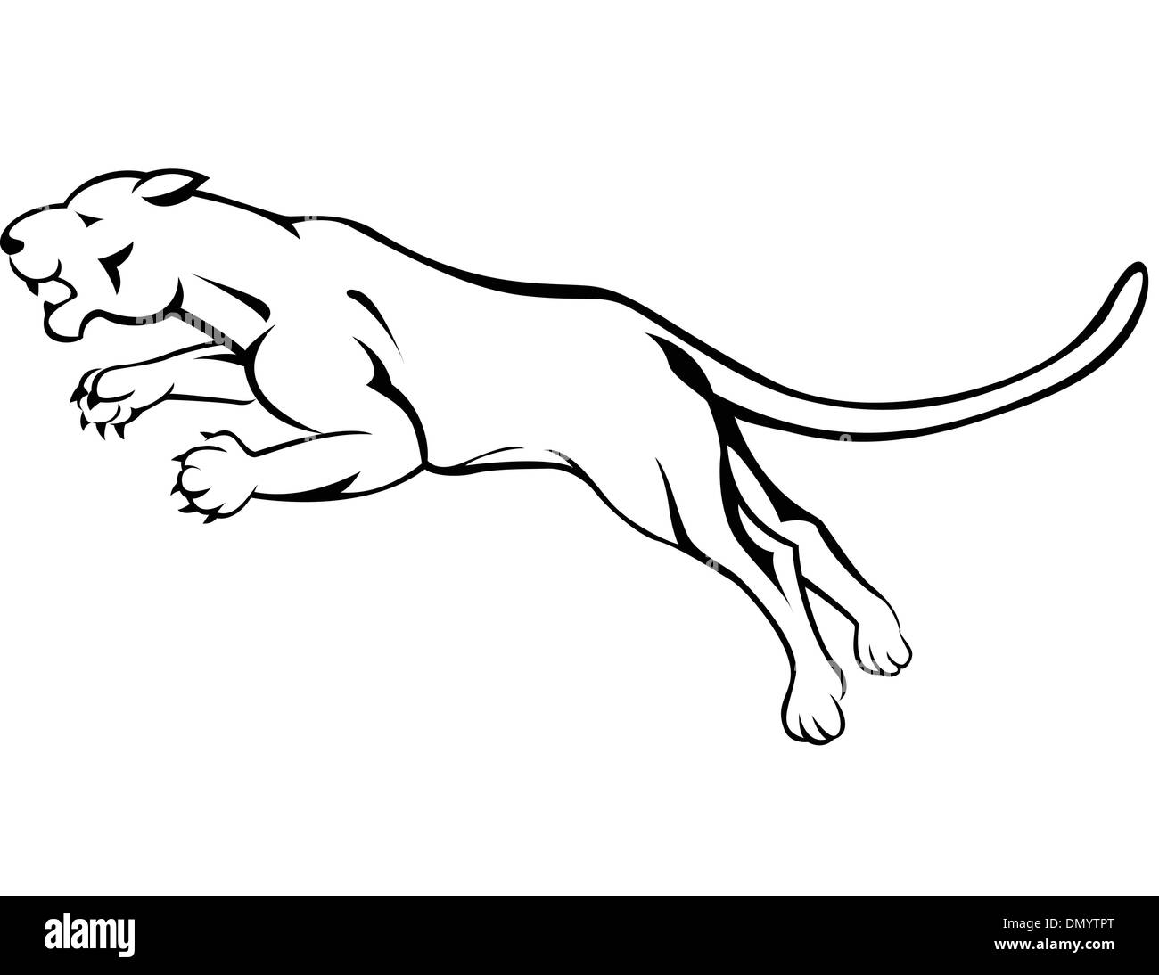 Arrabbiato panther jumping Illustrazione Vettoriale