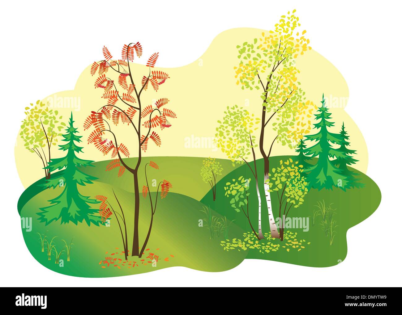 Illustrazione vettoriale di la natura in autunno Illustrazione Vettoriale