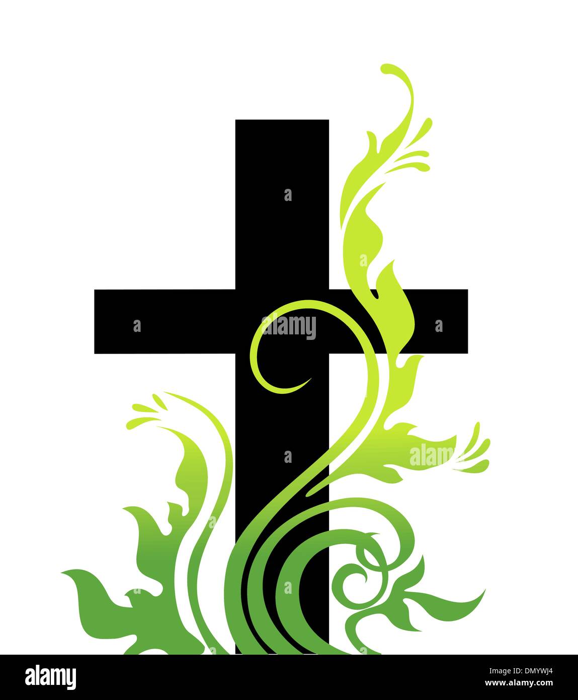 Croce di Pasqua e di erba Illustrazione Vettoriale