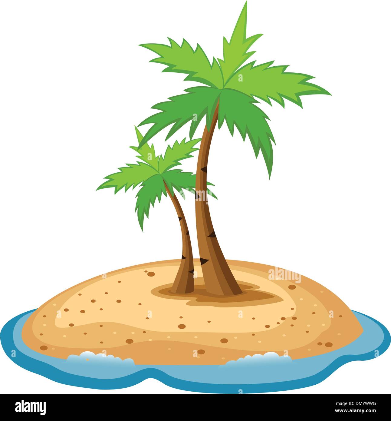 Isola tropicale con divertente personaggio di Sun Illustrazione Vettoriale