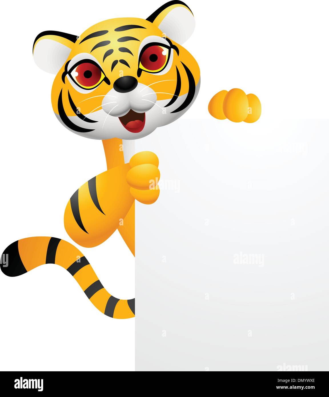 Tiger cartoon con segno vuoto Illustrazione Vettoriale