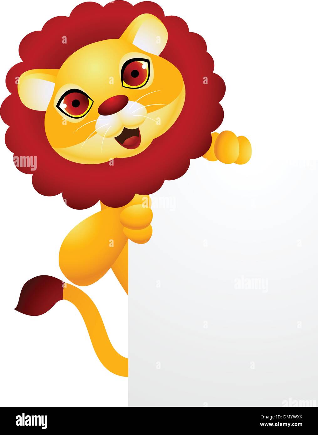 Lion cartoon con segno vuoto Illustrazione Vettoriale