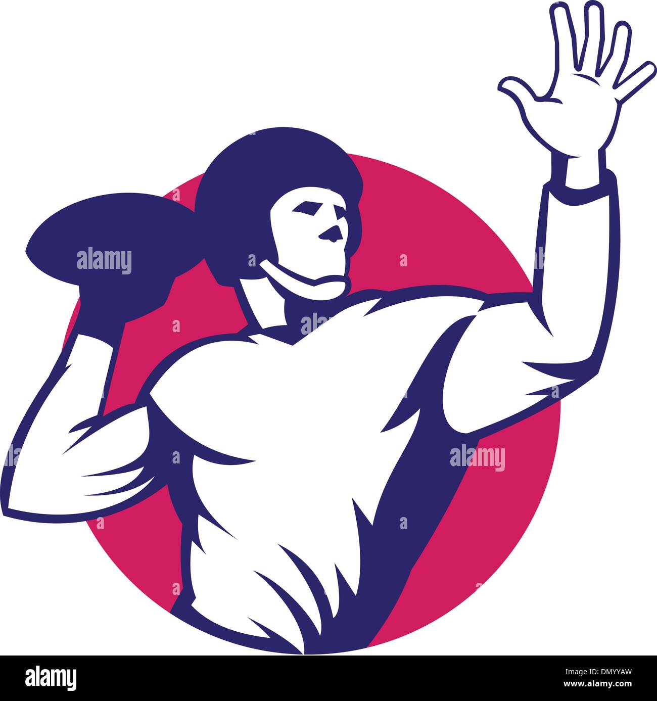 American Quarterback giocatore di football Pass Illustrazione Vettoriale