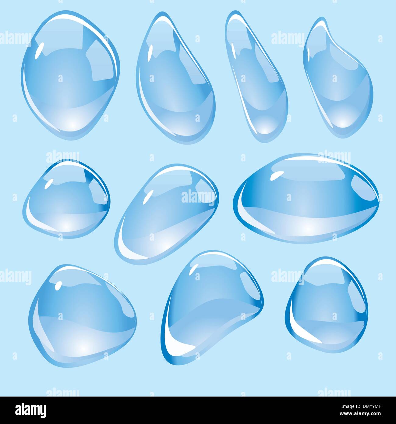 Blu chiaro il vettore di gocce d'acqua impostato Illustrazione Vettoriale