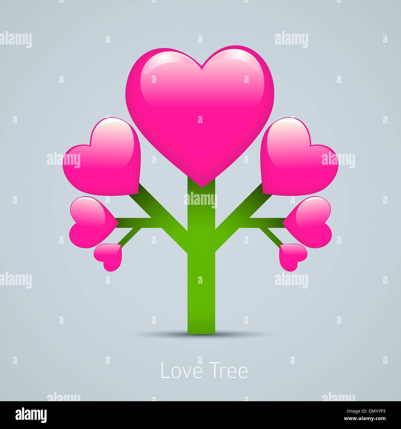 Amore creative design concettuale illustrazione. Icona di albero con hea Illustrazione Vettoriale