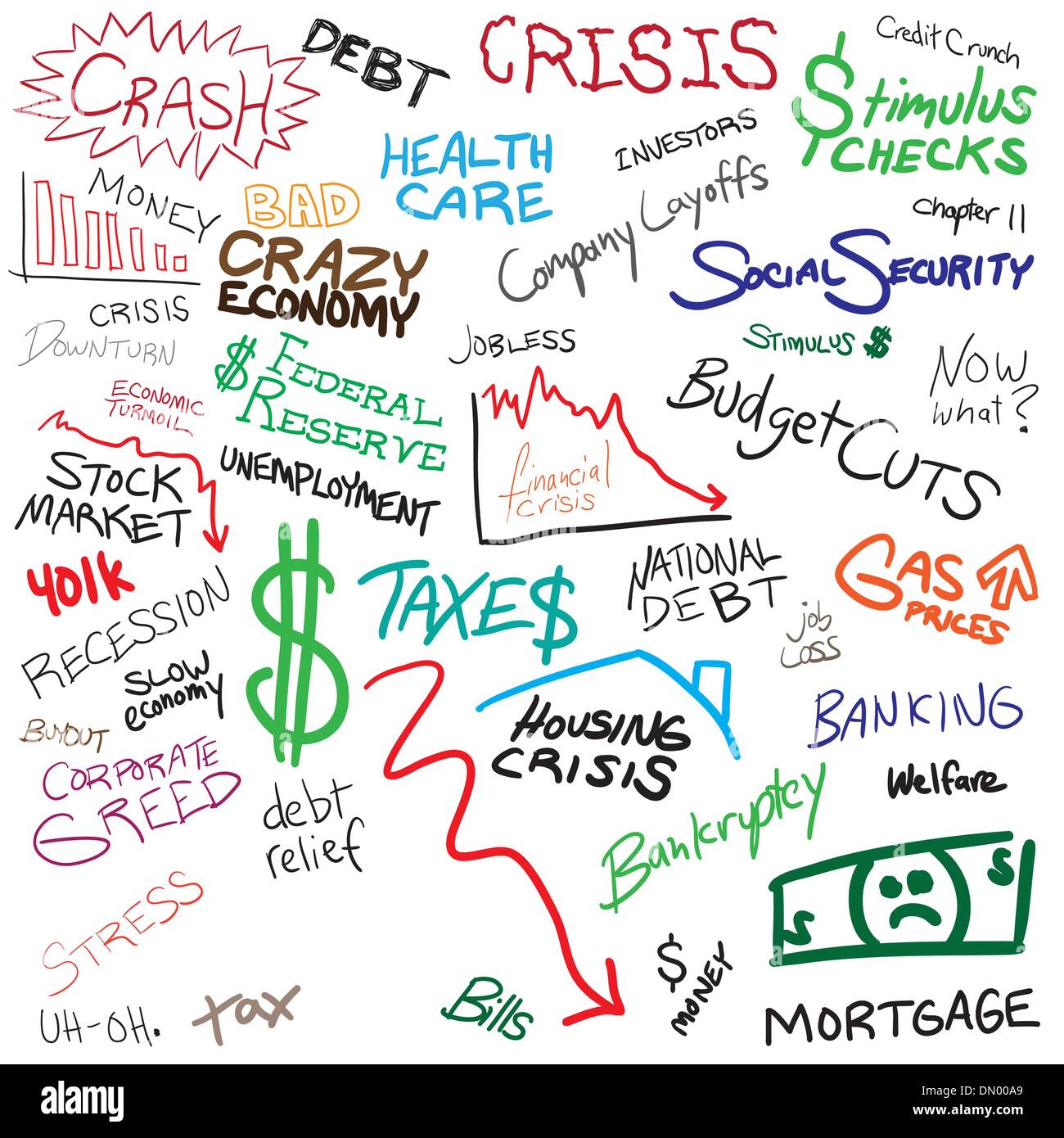 Doodles di economia Illustrazione Vettoriale