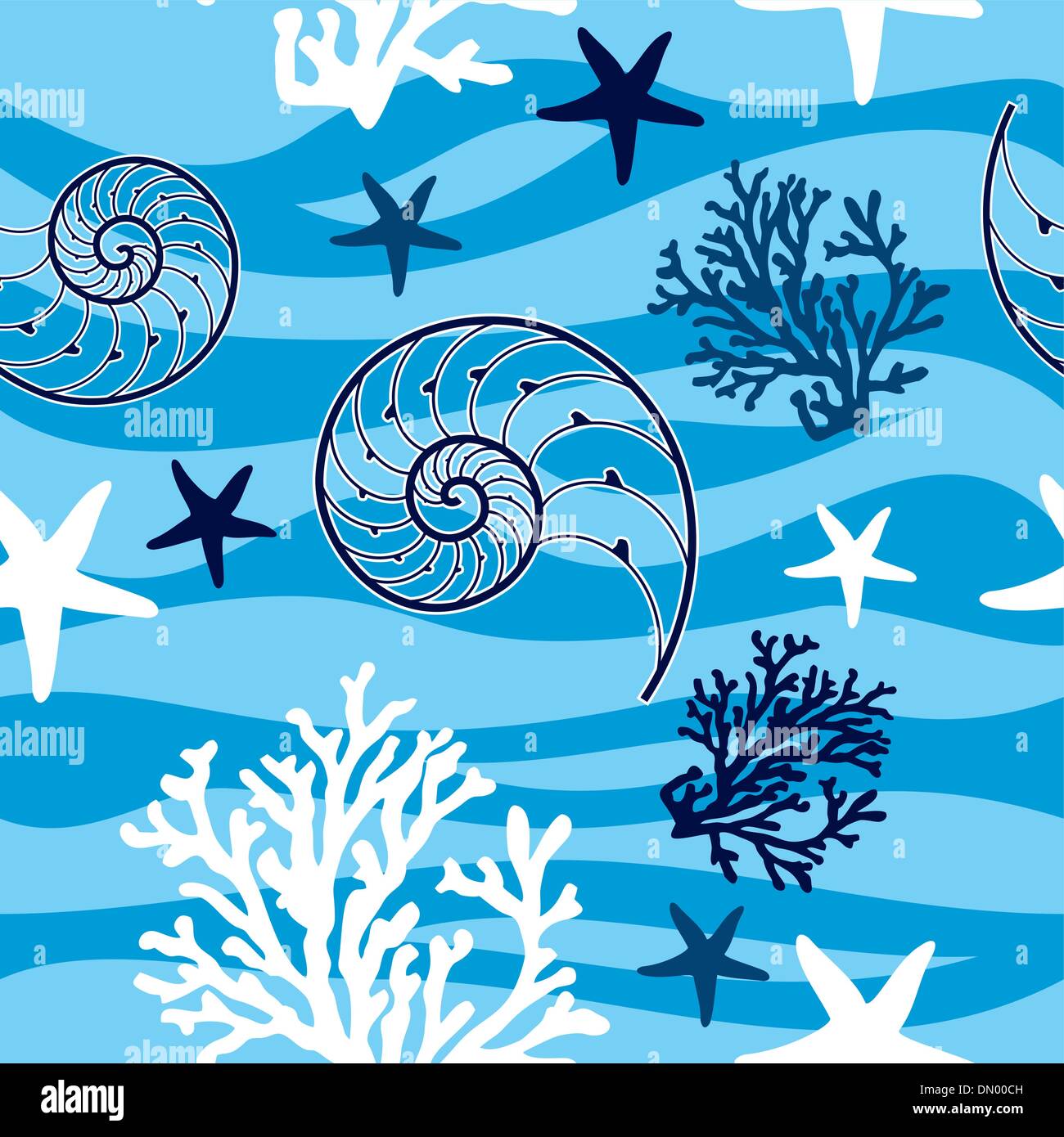 Conchiglie e stelle marine modello senza giunture Illustrazione Vettoriale