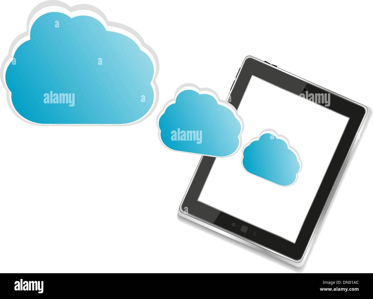 Il cloud computing il collegamento sul digitale tablet pc Illustrazione Vettoriale