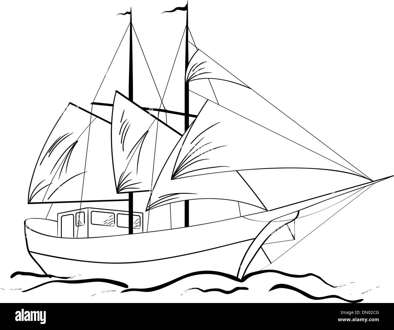 Schizzo della nautica imbarcazione a vela Illustrazione Vettoriale