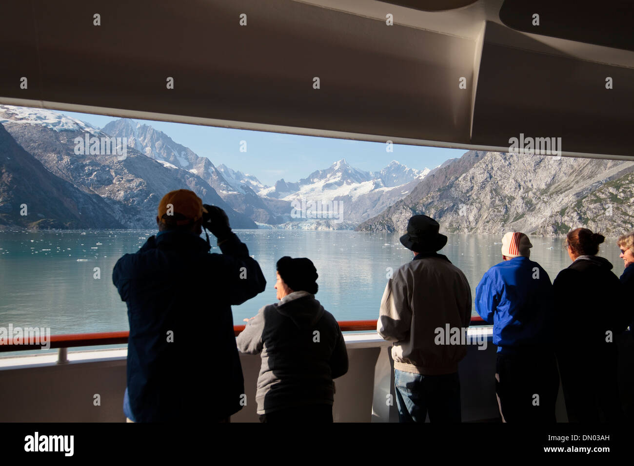 Glacier Bay, Alaska, da una nave da crociera. Foto Stock