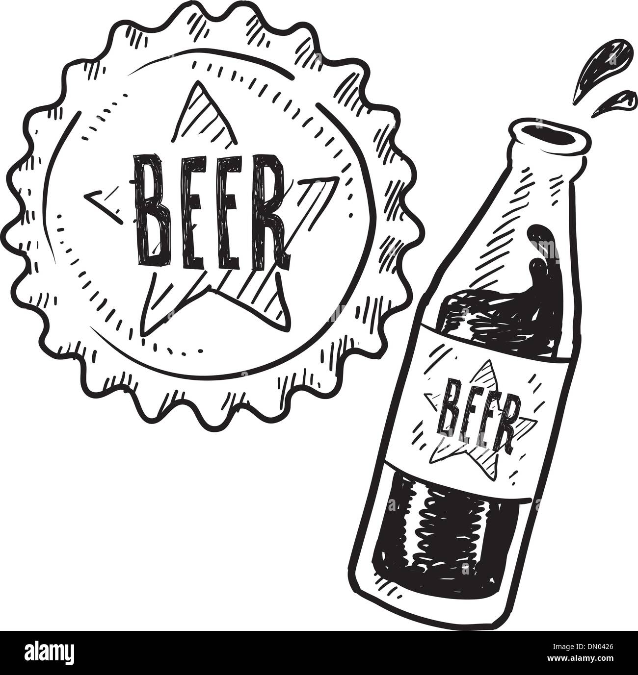 Bottiglia di birra schizzo in formato vettoriale Illustrazione Vettoriale
