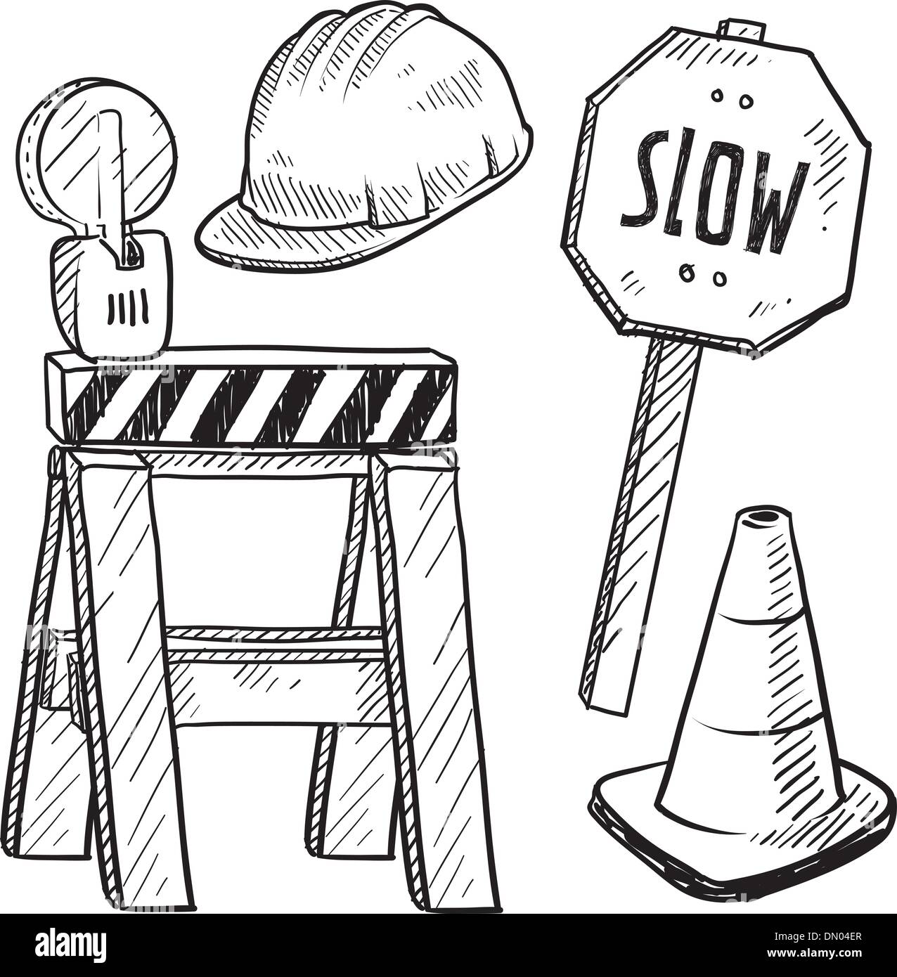 Lavori stradali o vettore di costruzione Illustrazione Vettoriale