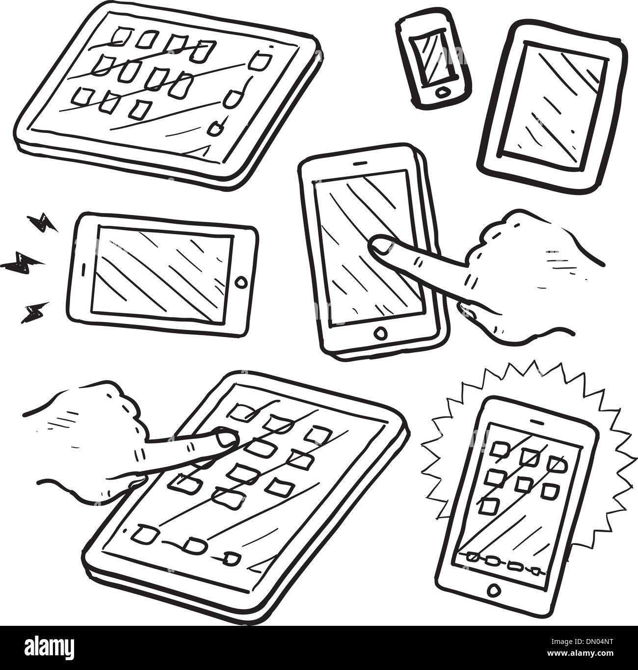 Dispositivo mobile e smartphone disegno vettoriale Illustrazione Vettoriale