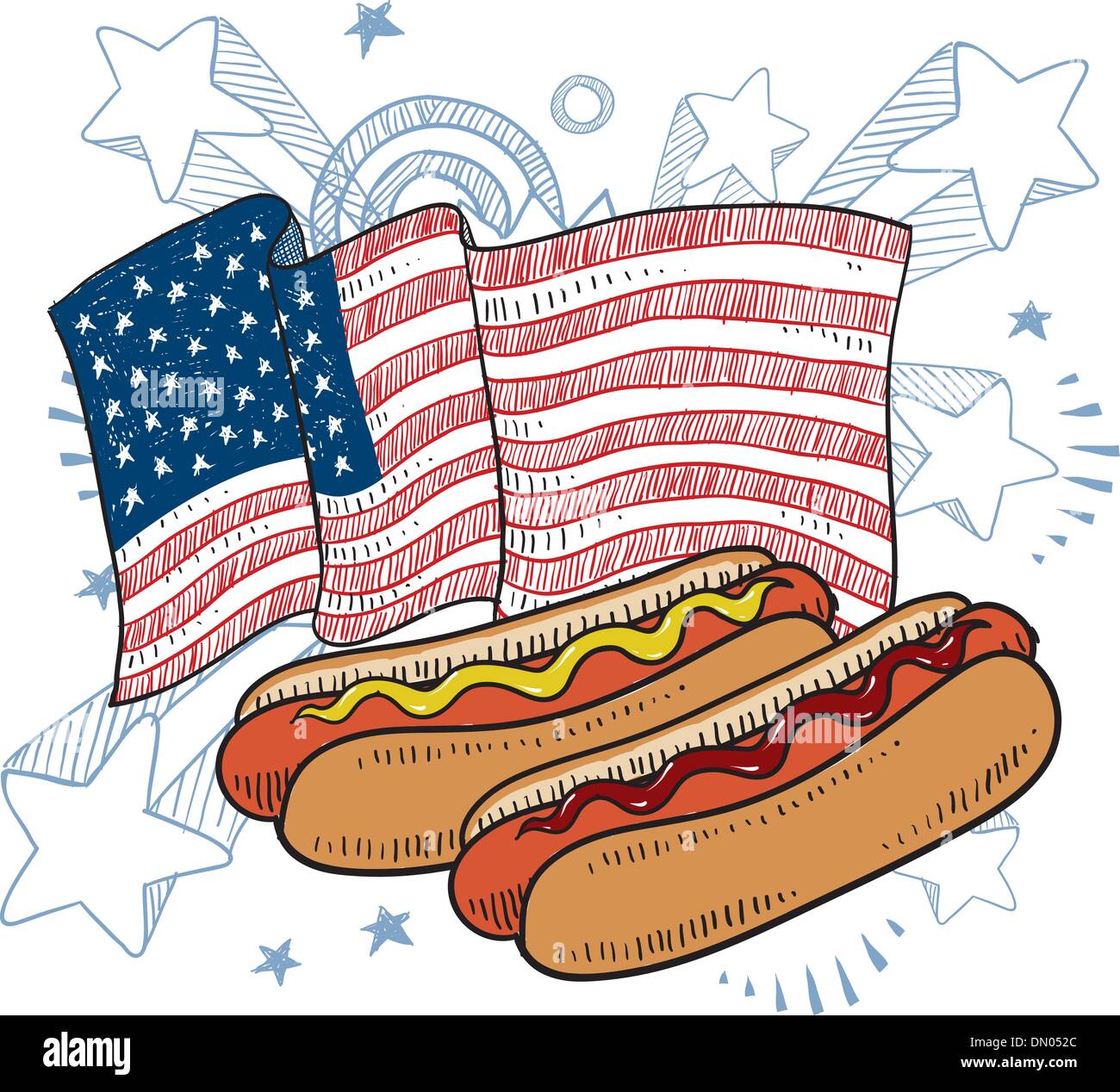 American hot dog vettore Illustrazione Vettoriale
