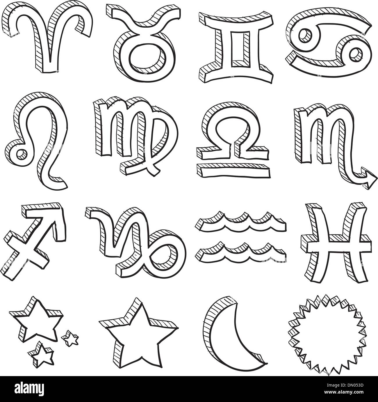 Zodiac symbol set disegno vettoriale Illustrazione Vettoriale