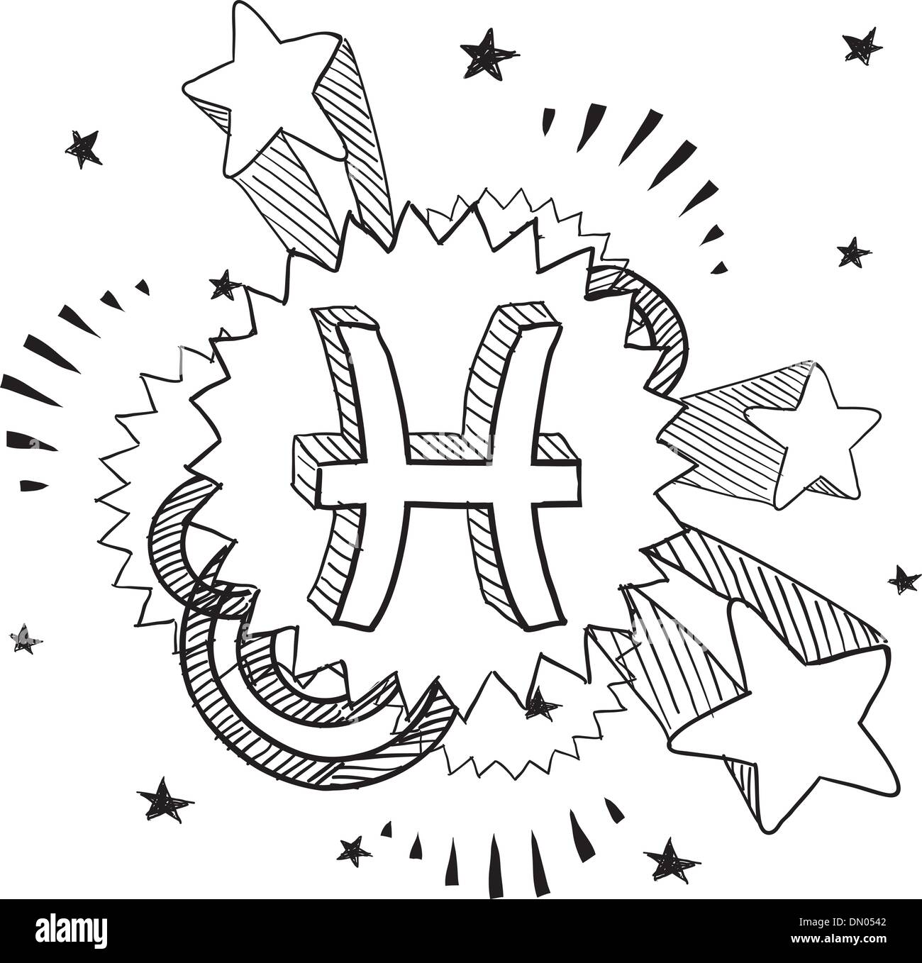 Pesci zodiaco disegno vettoriale Illustrazione Vettoriale