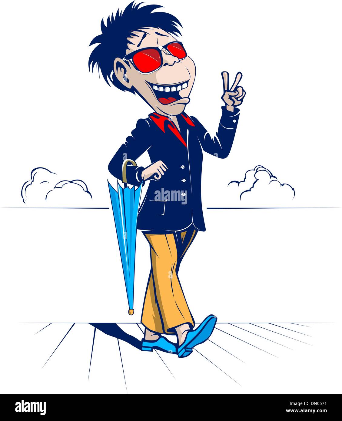 Cartoon Uomo con ombrello stretta Illustrazione Vettoriale