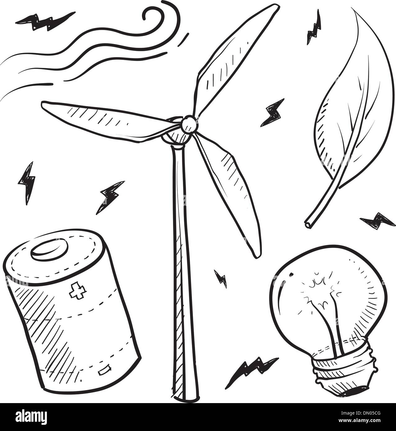 Energia eolica vettore di oggetti impostato Illustrazione Vettoriale