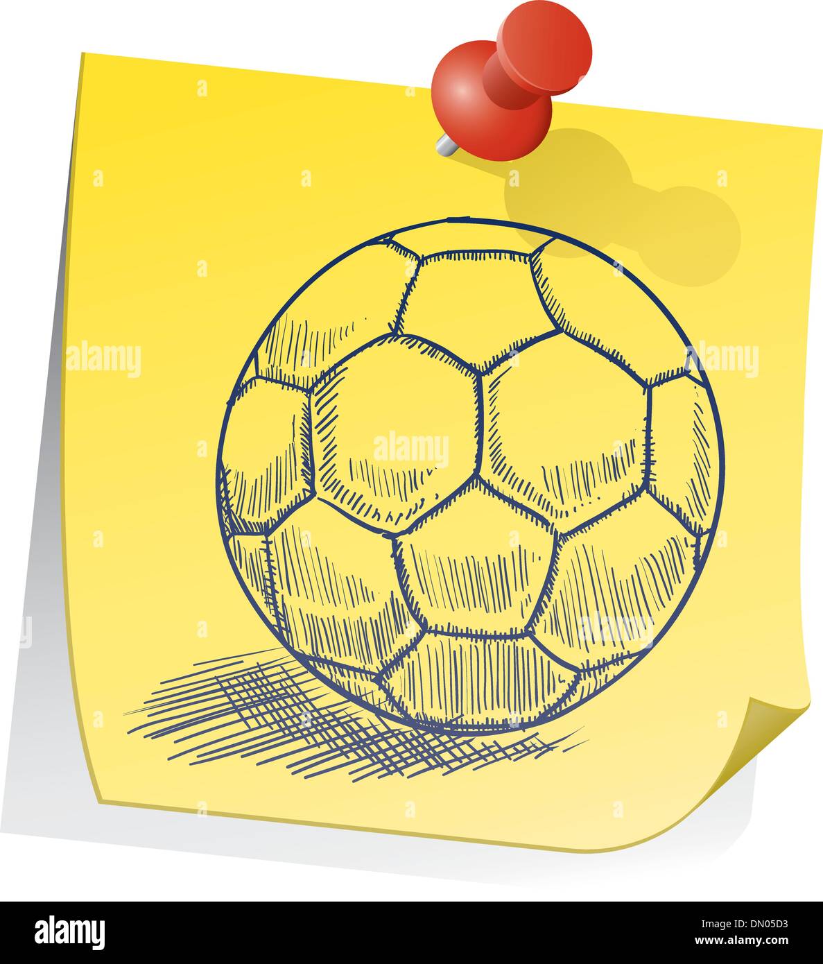 Pallone da calcio nota adesiva vettore Illustrazione Vettoriale