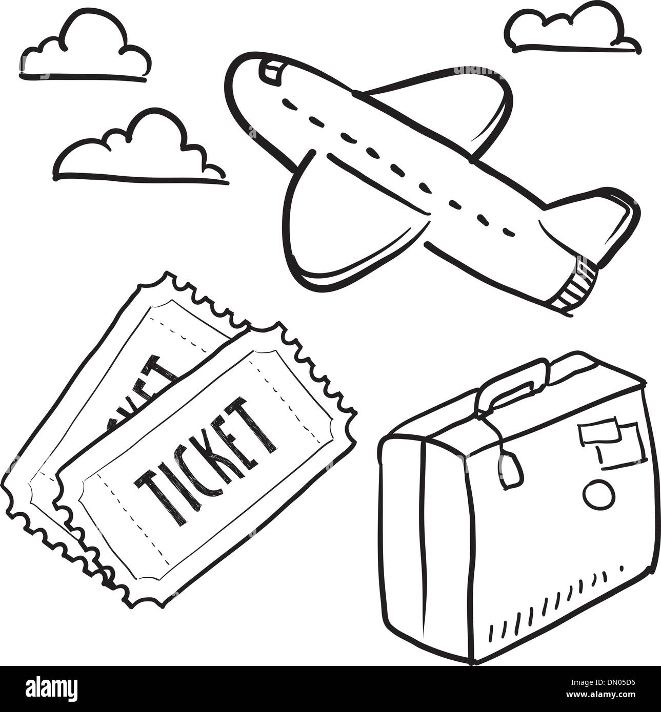 Viaggio aereo vettore di oggetti impostato Illustrazione Vettoriale