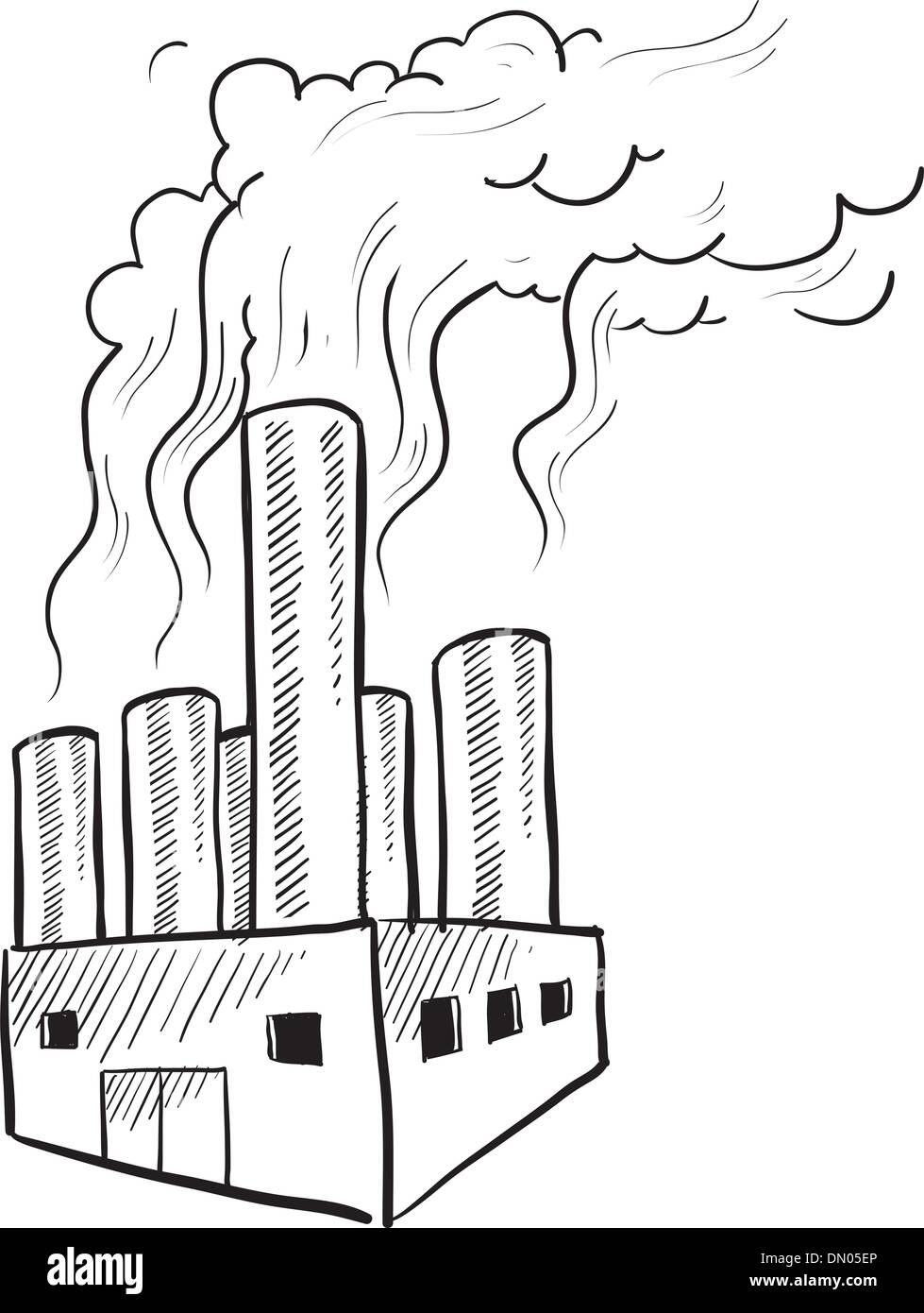 Industria inquinante schizzo Illustrazione Vettoriale