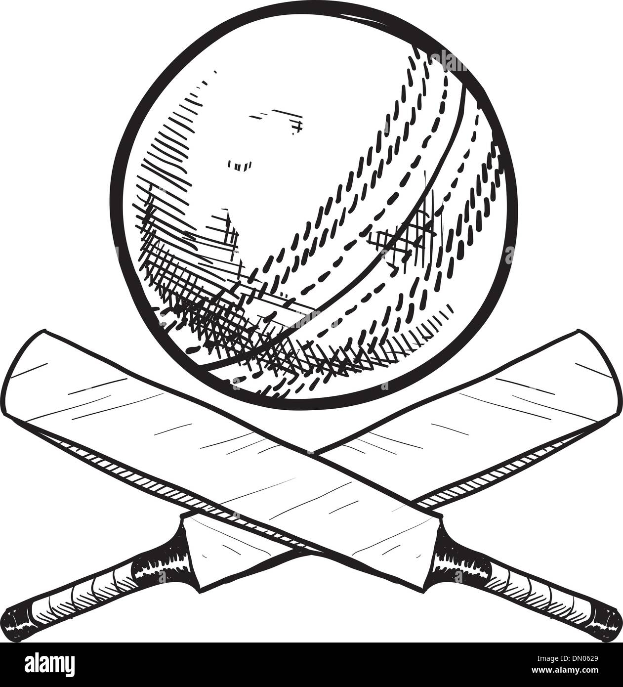 Cricket bat e schizzo a sfera Illustrazione Vettoriale