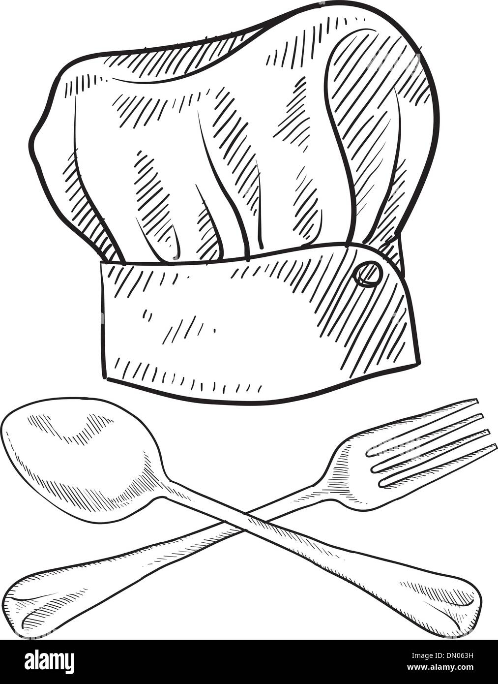 Schizzo di cappello cuoco Illustrazione Vettoriale
