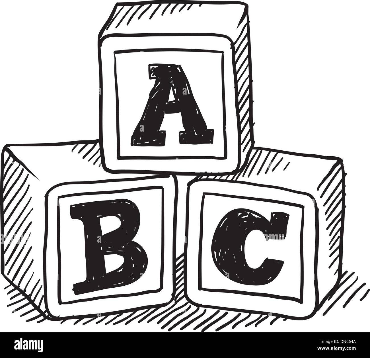 Il Kid's blocchi alfabeto schizzo Illustrazione Vettoriale