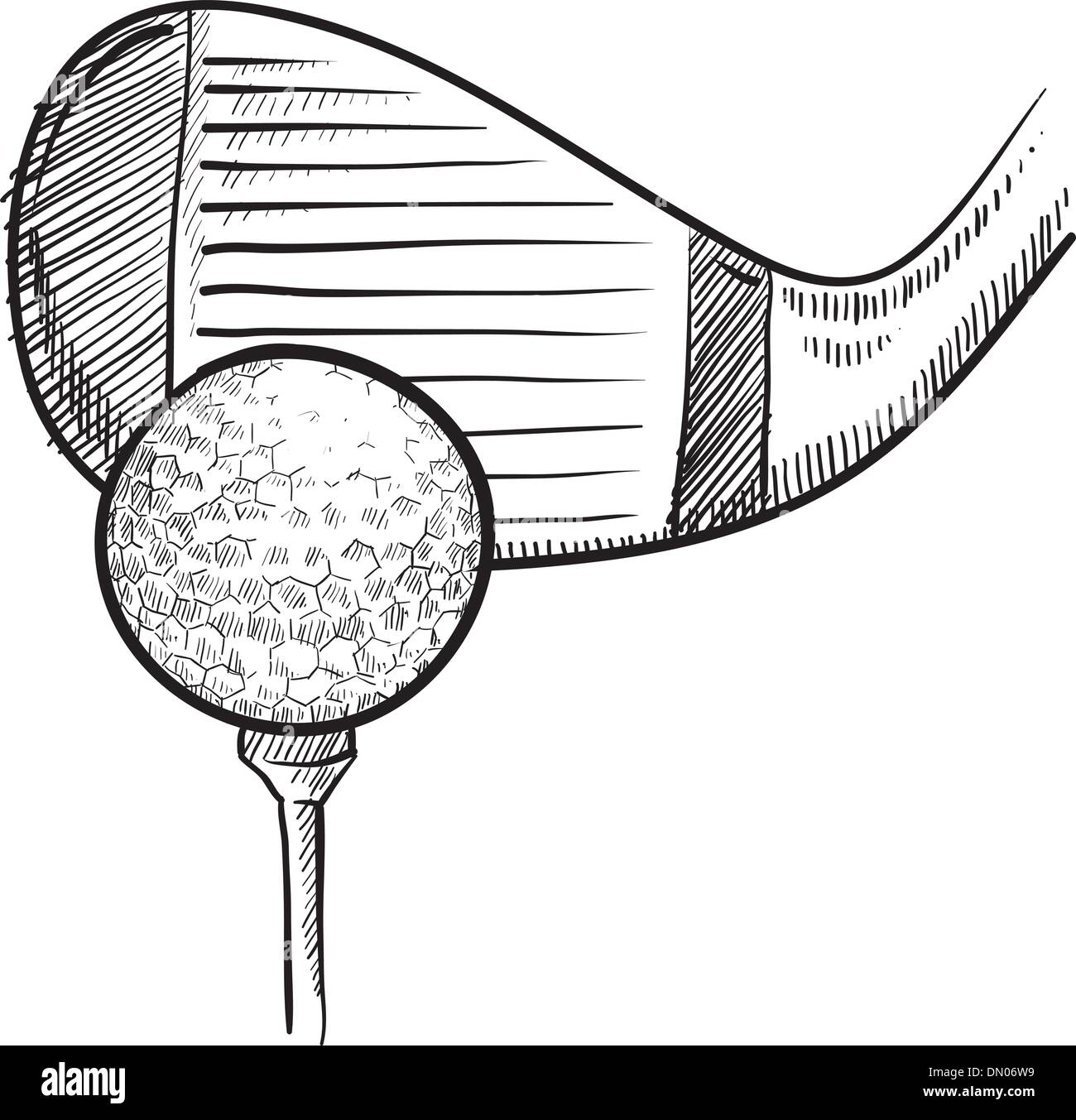 Golf club e schizzo a sfera Illustrazione Vettoriale