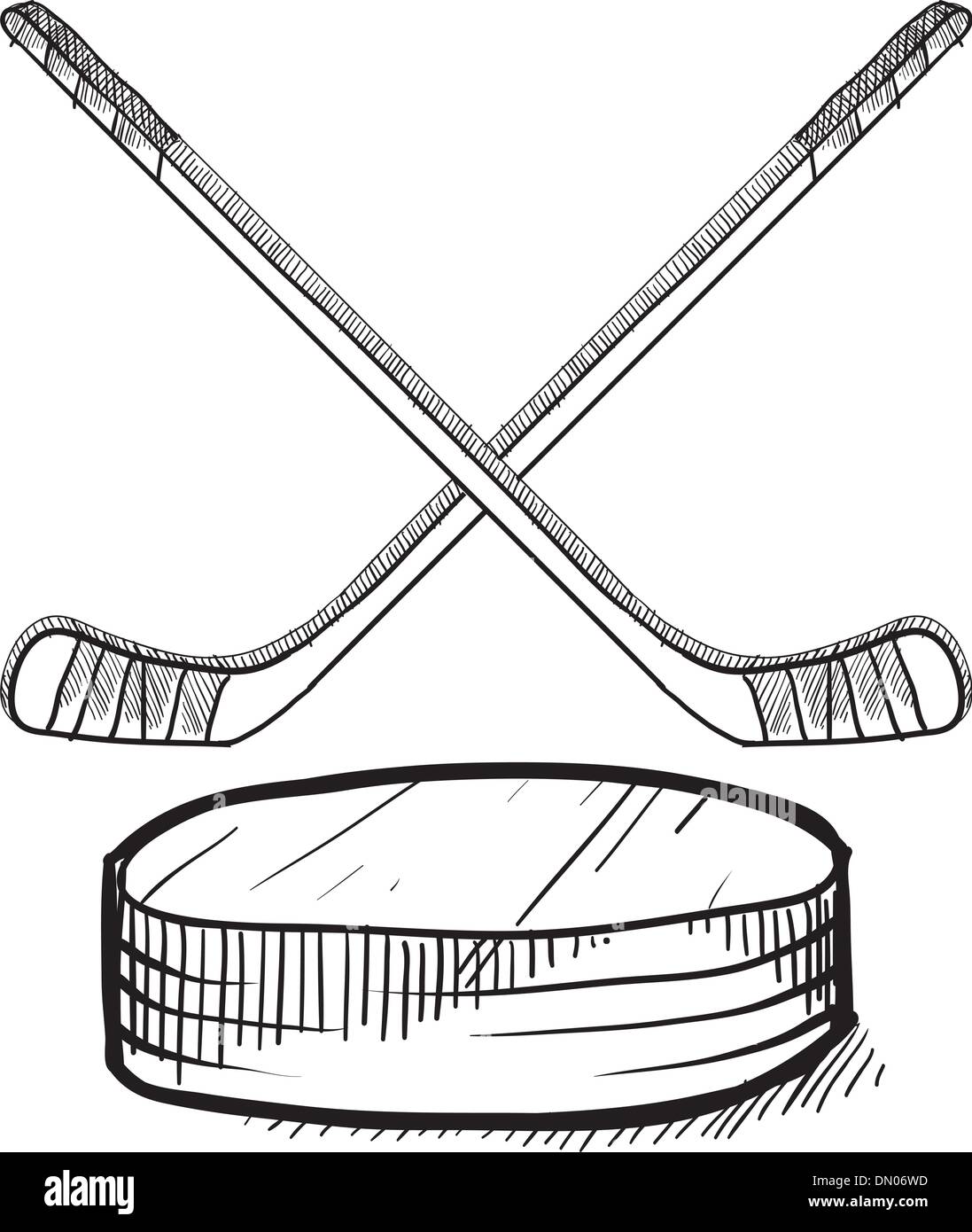 Hockey schizzo di apparecchiature Illustrazione Vettoriale