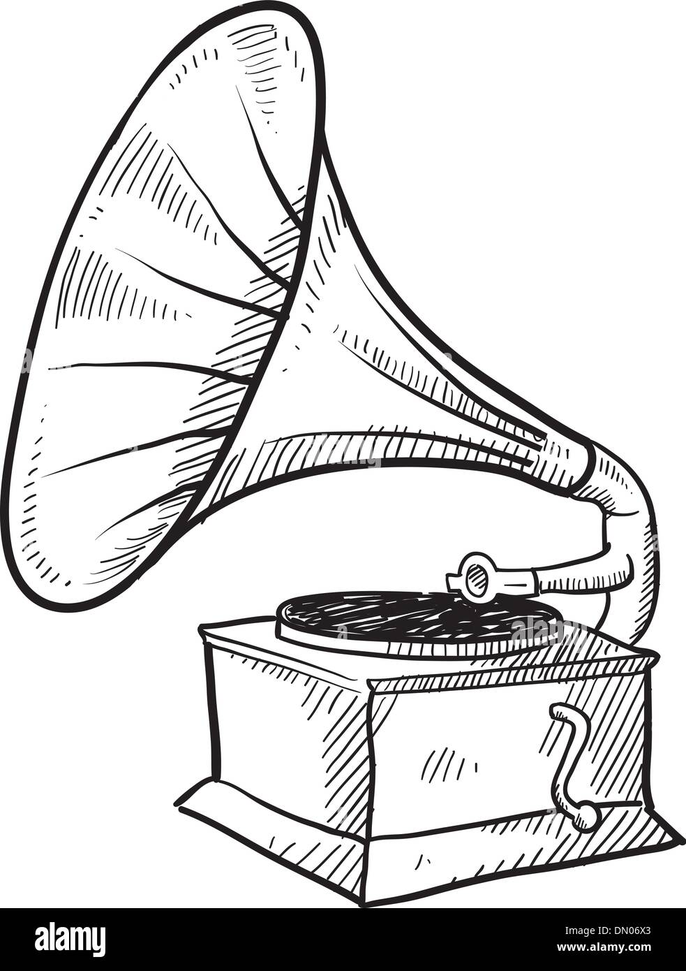 Antico fonografo schizzo Illustrazione Vettoriale