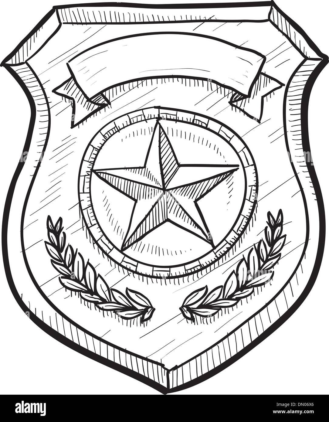 La polizia o il pompiere schizzo di badge Illustrazione Vettoriale