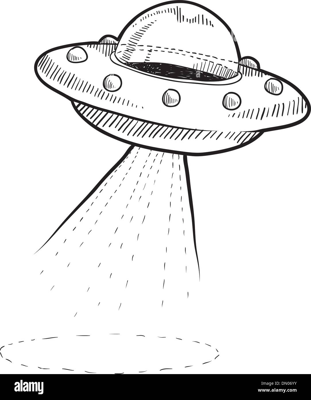 Retrò Alien UFO schizzo Illustrazione Vettoriale