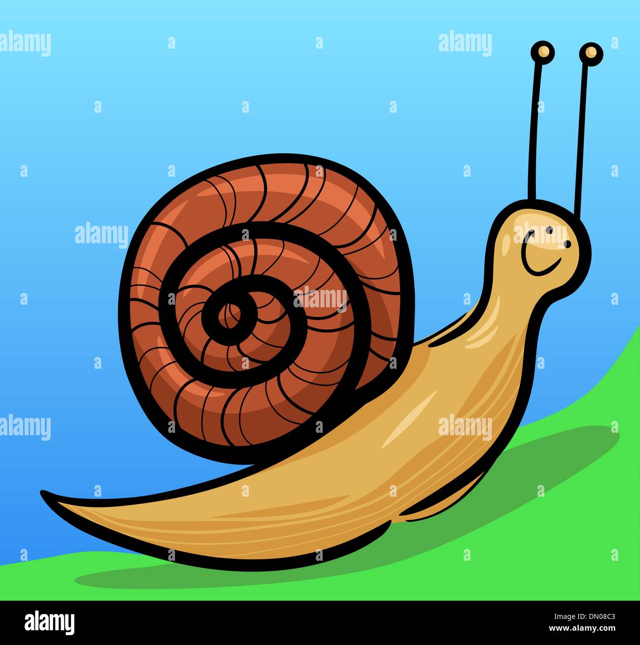 Lumaca simpatico cartoon illustrazione Illustrazione Vettoriale