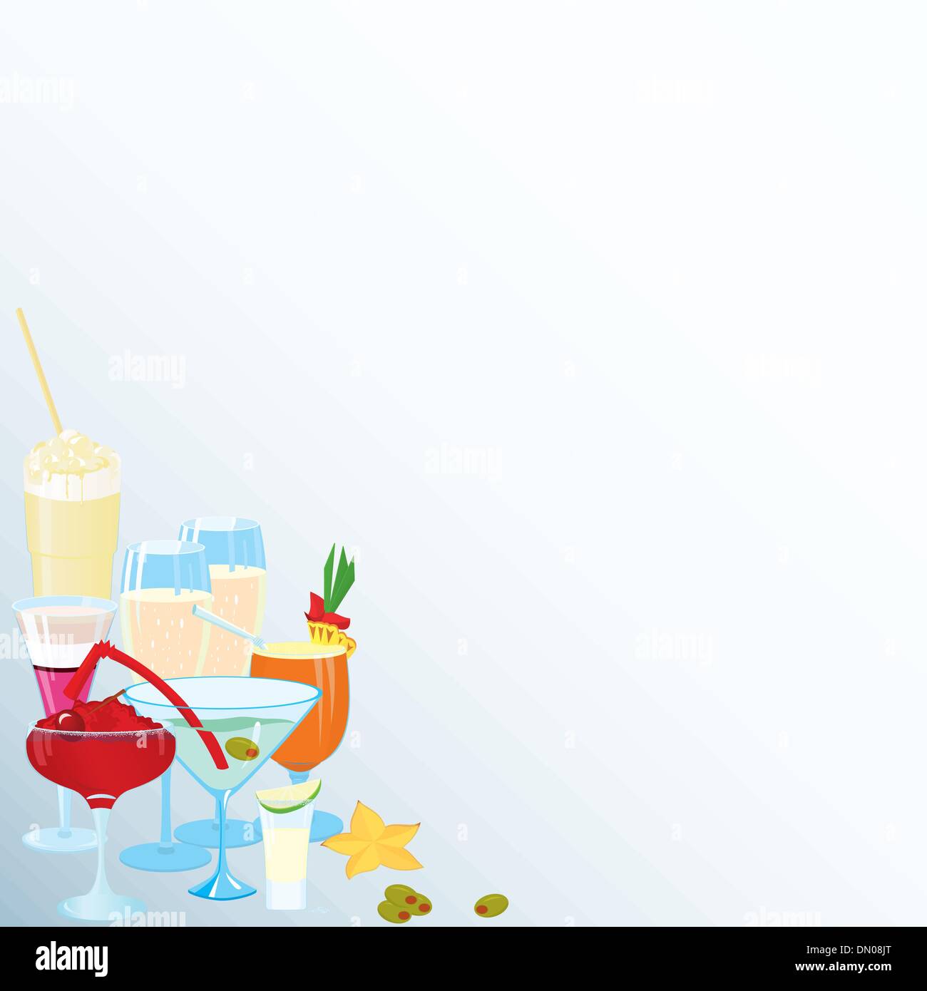 Angolo-martini cocktail-borders Illustrazione Vettoriale