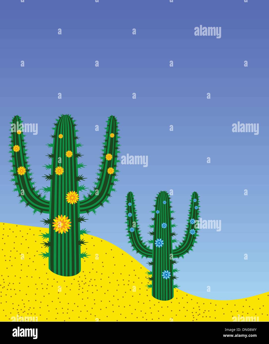 Vector cactus nel deserto Illustrazione Vettoriale