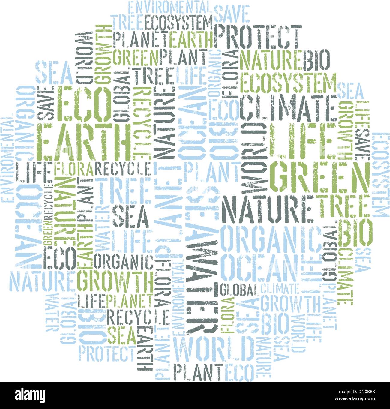 Ecologia Concetto massa parola collage. Ambiente di progettazione di poster Illustrazione Vettoriale