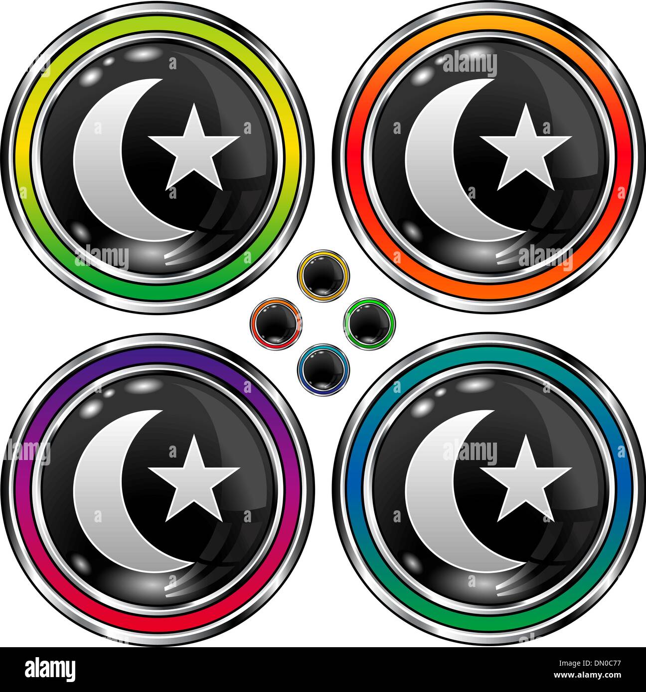 Islam e star crescent nero pulsante orb Illustrazione Vettoriale