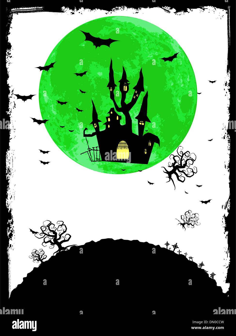 Scary Halloween vettore con magica abbazia. EPS 8 Illustrazione Vettoriale