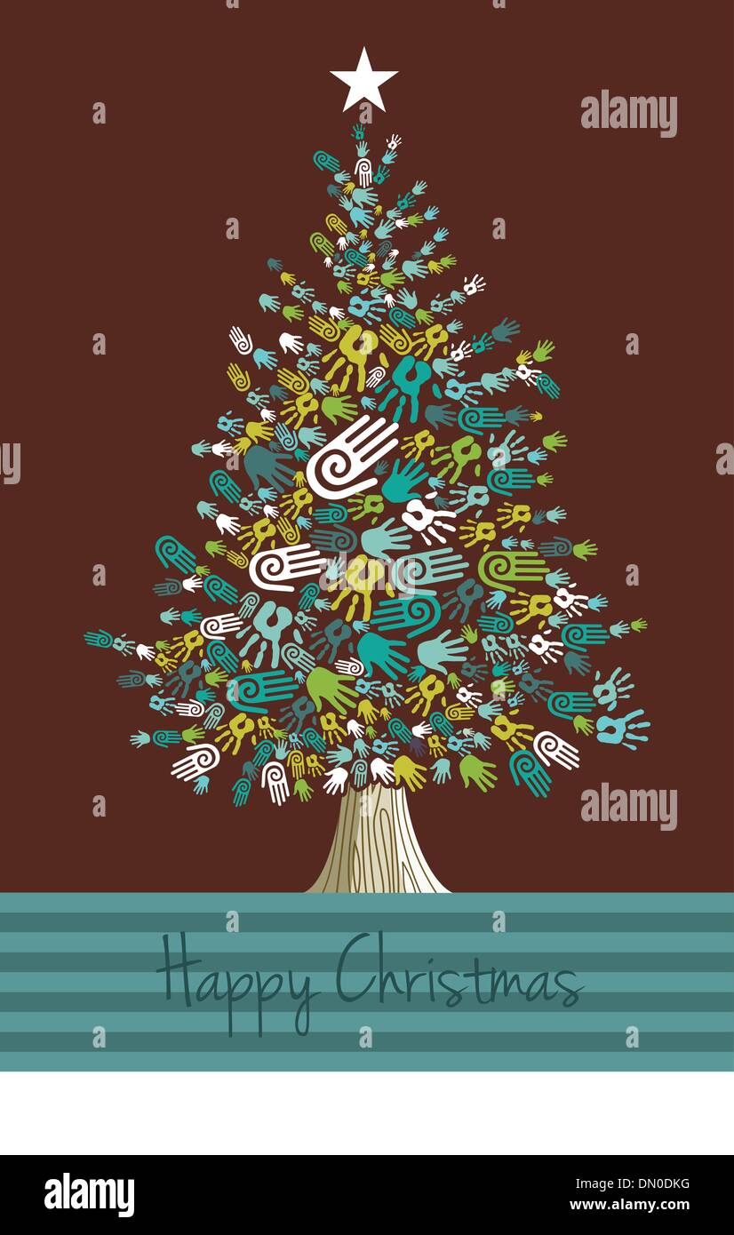 La diversità albero di Natale le mani Illustrazione Vettoriale